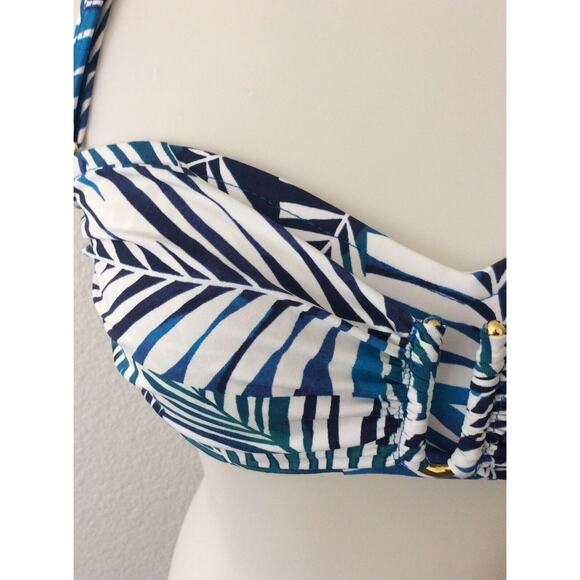 Bleu Rod Beattie Bikini Top Halter Tropical Blue Swimwear - Picture 6 of 10